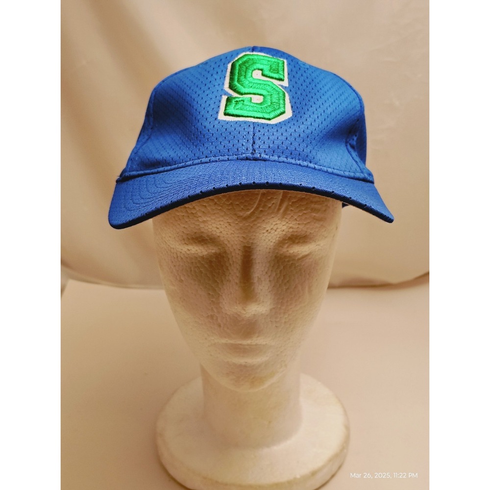 Augusta Sportswear Men's Strapback‎ Hat Blue Mesh Size Adult Embroidered S Logo